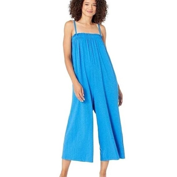 Sundry spag strap jumpsuit blue size 1 made with organic cotton wide leg - Picture 1 of 14